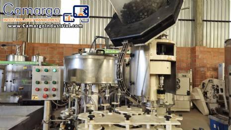 Monobloc rotary filling machine with 12 nozzles and screw capping machine