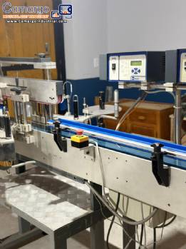 Double-head labeling machine for flat bottles front and back ultrasonic sensor Bauch Campos control