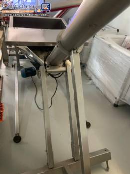 Inclined screw conveyor with stainless steel silo