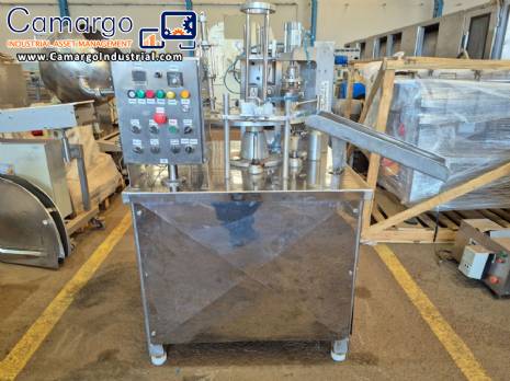 Semi-automatic filling machine for pots with aluminum lids NTI