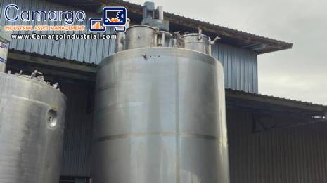 Stainless steel 304L jacketed mixing reactor tank, 5,000 liters, year 2020, Plurinox