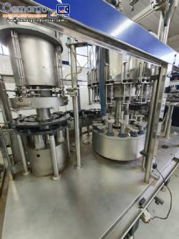 Zegla automatic three-block bottling machine with capper and rinser for wine glass bottles with corks.