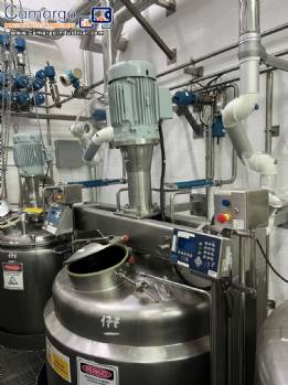 Jacketed mixing tank 2000 liters stainless steel 316 turbo mixer 30 hp Scott Turbon Mixer Jacketed mixing tank 2000 liters stainless steel 316 turbo mixer 30 hp Scott Turbon Mixer