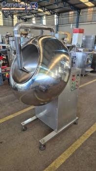 Stainless steel coating pan with hot/cold air blower. Stainless steel coating pan with hot/cold air blower.